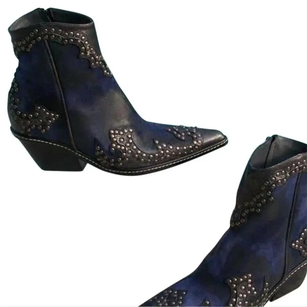 Donald Pliner Western Ocean Suede Crush Metallic Leather Boot Shoe $625 NWT - Picture 5 of 11